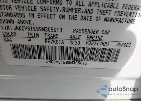 2009 Infiniti G37 Journey z USA, uszkodzony, nr VIN JNKCV61E99M305013